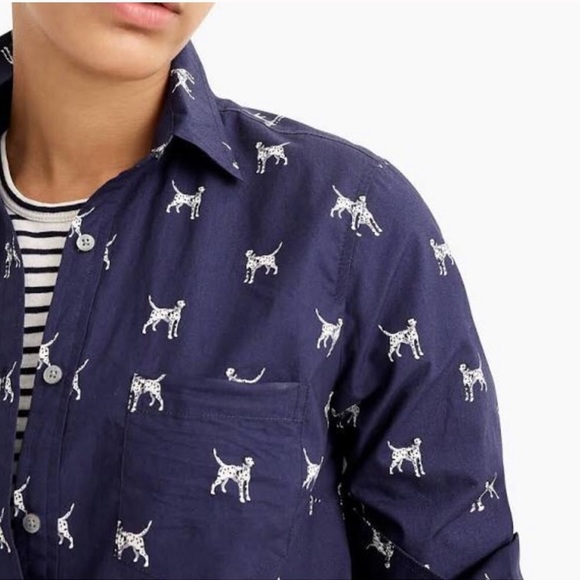 J. Crew Tops J Crew Dog Novelty Print Popover Long Sleeve Shirt